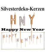 Zierkerzen-Set Dekoration Silvester, Happy New Year, Silvesterparty Illumination