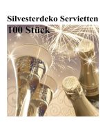 Silvesterdeko Servietten, Cheers New Year, Sektgläser, 100 Stück, 33x33 cm, 3-lagig