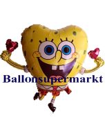 Luftballon SpongeBob, Herz-Folienballon mit Ballongas