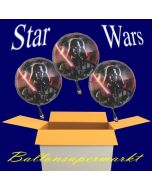 Kindergeburtstag mit Star Wars Luftballons, 3 Folienballons mit Ballongas-Helium