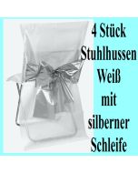 Stuhlhussen, Weiß, mit silberner Schleife, 4 Stück