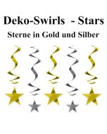 Swirls Deko-Wirbler Sterne in Gold und Silber