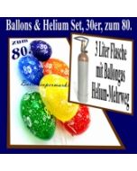 Zum 80. Geburtstag, 30 Luftballons mit Helium / inkl. Rückporto