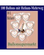 100 Luftballons aus Folie, Silberhochzeit, mit dem Helium-Mehrweg-Behälter