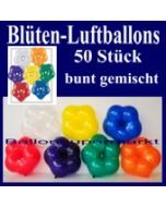 Blüten-Luftballons, 50 Stück, bunt-gemischt, 15 cm