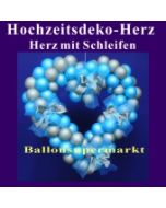 Dekoration zur Hochzeit, Herzdekoration aus Luftballons mit Hochzeitsschleifen, 65 cm