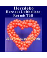 Dekoration zur Hochzeit, Herzdekoration aus Luftballons in Rot