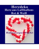 Dekoration zur Hochzeit, Herzdekoration aus Luftballons in Rot-Weiß
