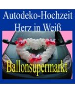 Autodeko Hochzeit, Dekoration Herzen aus Mini-Luftballons in Weiß