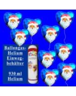 Helium-Einweg-Behälter mit 9 Weihnachtsballons Nikolaus, blau