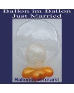 Bubble Luftballon Just Married, Gold (mit Helium)