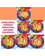 Folienballons Geburtstag, Jubiläum, Kombination mit 2 Stück (heliumgefüllt)