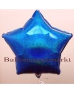 Sternballon, Blau, holografisch, Luftballon Stern, Ballonstern, Ballon in Sternform mit Ballongas Helium