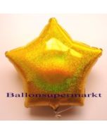 Sternballon, Gold, holografisch, Luftballon Stern, Ballonstern, Ballon in Sternform mit Ballongas Helium