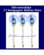 Silvesterballons, Ballondeko-Bubbles, Sekt-Champagner, 3 Stück