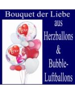 Bouquet der Liebe aus Herzluftballon und Bubble Luftballons (mit Helium)