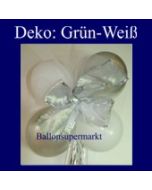 Mini-Luftballons-Dekoration mit Ringelband und Zierschleife, Weiß-Grün