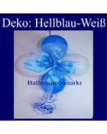 Mini-Luftballons-Dekoration mit Ringelband und Zierschleife, Weiß-Hellblau