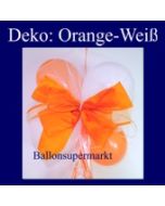 Mini-Luftballons-Dekoration mit Ringelband und Zierschleife, Weiß-Orange