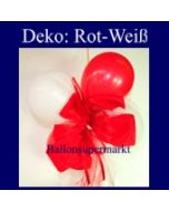 Mini-Luftballons-Dekoration mit Ringelband und Zierschleife, Weiß-Rot
