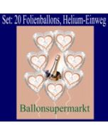 20 Ballons aus Folie, Silberhochzeit, mit dem Helium-Einweg-Behälter