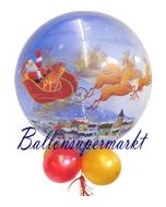 Bubble-Luftballon, Weihnachtsmann mit Schlitten, inklusive Helium