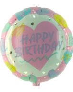 Happy Birthday Pastell, Luftballon aus Folie (ohne Helium)