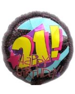 Happy Birthday &quot;21&quot;, Luftballon aus Folie, Geburtstagsballon zum 21. (ohne Helium)