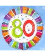 Folienballon Geburtstag 80.,Birthday Prismatic (ohne Helium)