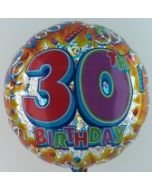 Happy Birthday Luftballon aus Folie, Prismatik-Ballon, 30. Geburtstag  (ohne Helium)