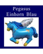 Luftballon Pegasus, Einhorn, Folienballon in Blau ohne Ballongas
