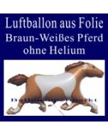Braun-Weißes Pferd, Luftballon aus Folie, ohne Ballongas
