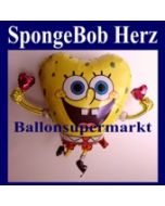 Luftballon SpongeBob, Herz-Folienballon ohne Ballongas