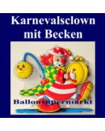 Karnevalsclown mit Becken, Wanddekoration, Bühnendekoration zu Karneval und Fasching