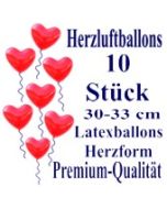 Herzluftballons Rot 10 Stück / Heliumqualität / Premium