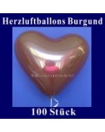 Herzluftballons Burgund 100 Stück