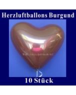 Herzluftballons Burgund 10 Stück