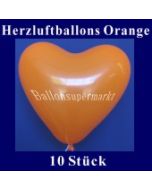 Herzluftballons Orange 10 Stück