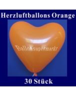 Herzluftballons Orange 30 Stück