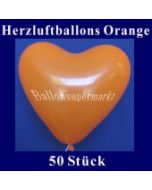 Herzluftballons Orange 50 Stück