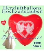 Herzluftballons mit Hochzeitstauben, 1000 Stück