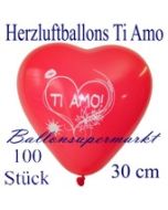 Herzluftballons Ti Amo, 30 cm, 100 Stück