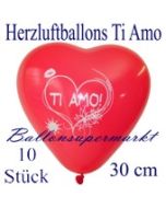 Herzluftballons Ti Amo, 30 cm, 10 Stück