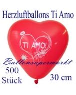 Herzluftballons Ti Amo, 30 cm, 500 Stück