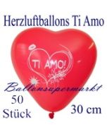 Herzluftballons Ti Amo, 30 cm, 50 Stück