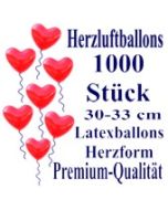 Herzluftballons Rot 1000 Stück / Heliumqualität / Premium