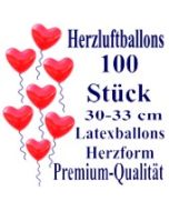 Herzluftballons Rot 100 Stück / Heliumqualität / Premium