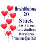 Herzluftballons Rot 20 Stück / Heliumqualität / Premium
