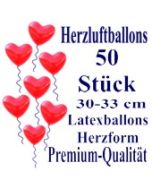 Herzluftballons Rot 50 Stück / Heliumqualität / Premium