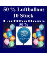 Luftballons 50 Prozent, 10 Stück, bunt gemischt